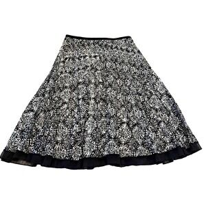 Christopher & Banks Flared Skirt Women's 27x26 Lined Geometric Black White